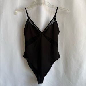 Zara Black V-Neck Spaghetti Strap Bodysuit